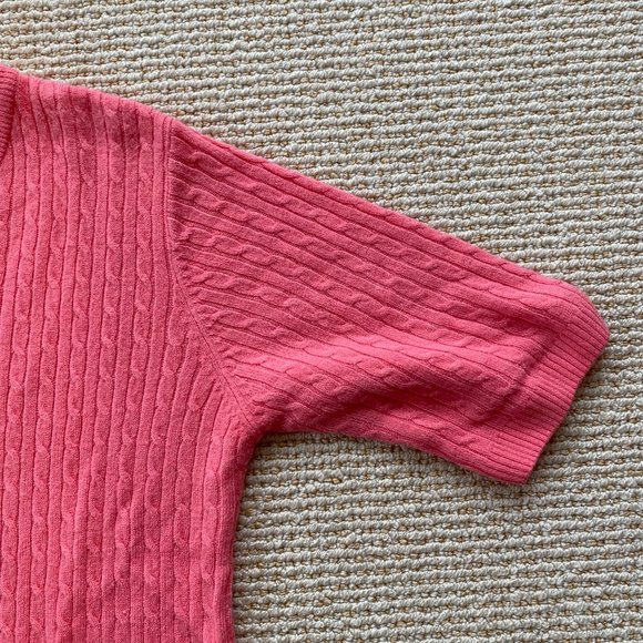 pink scottish cashmere cable-knit short-sleeved sweater - Picture 4 of 6